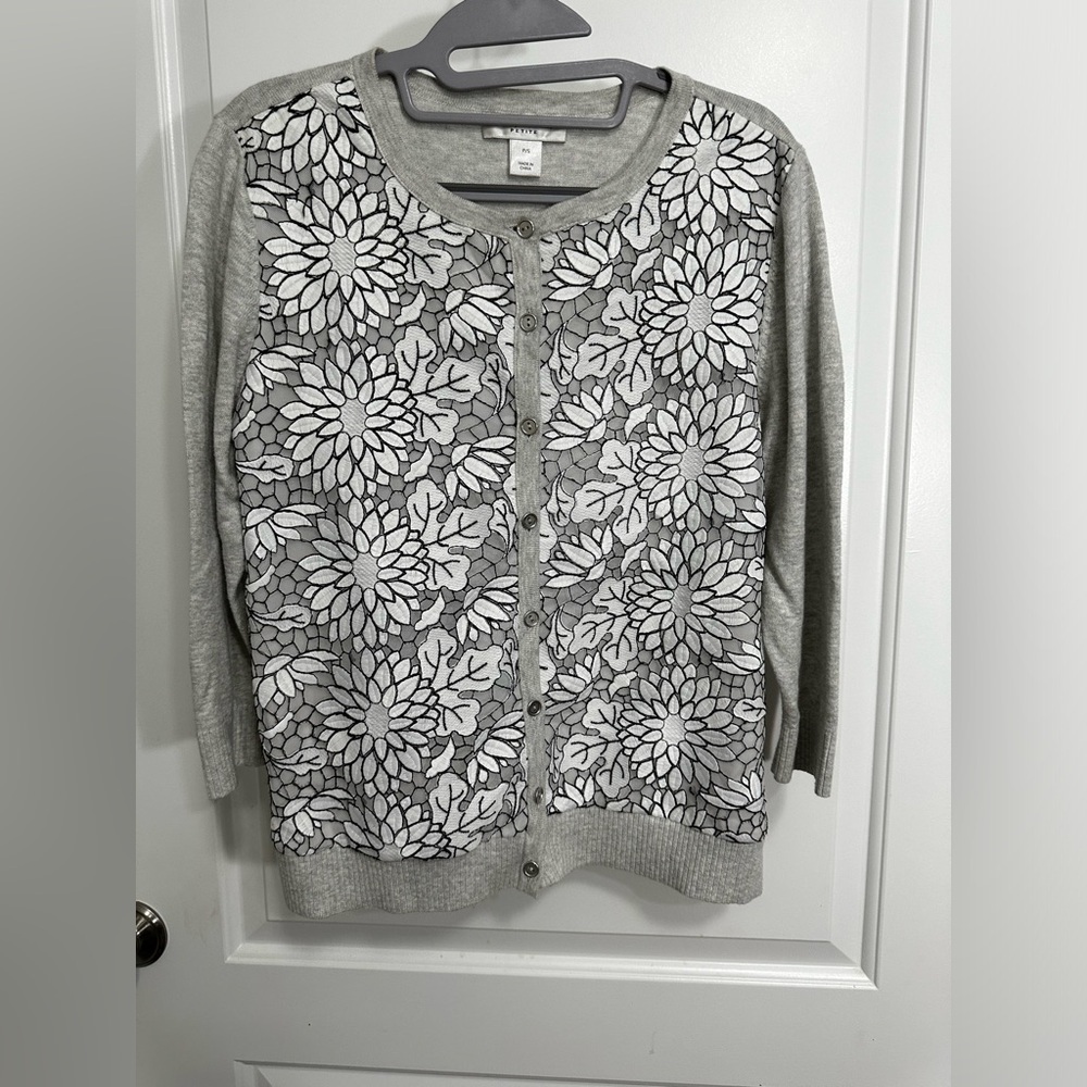 Christopher & Banks Polyester Gray Jacket Size Petite Small